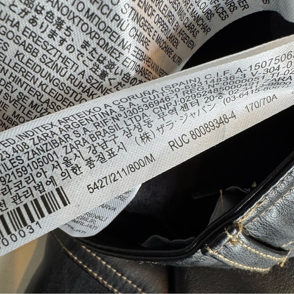 NWT ZARA Pants Faux Leather Vegan Straight Leg Contrast Stitching Black Size M - Picture 9 of 16